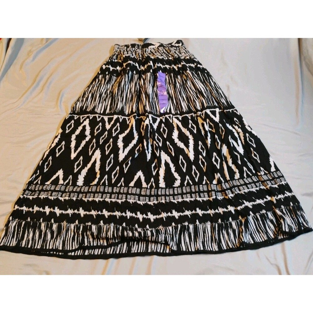Chaudry KC Womens Xsmall Skirt Black White Boho Hippie